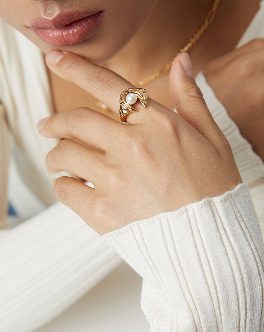 Moonlight Sterling Silver and Pearl Ring