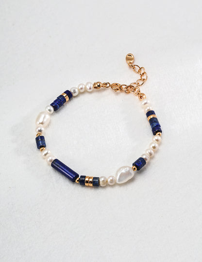 Lapis Lazuli and Pearl Bracelet