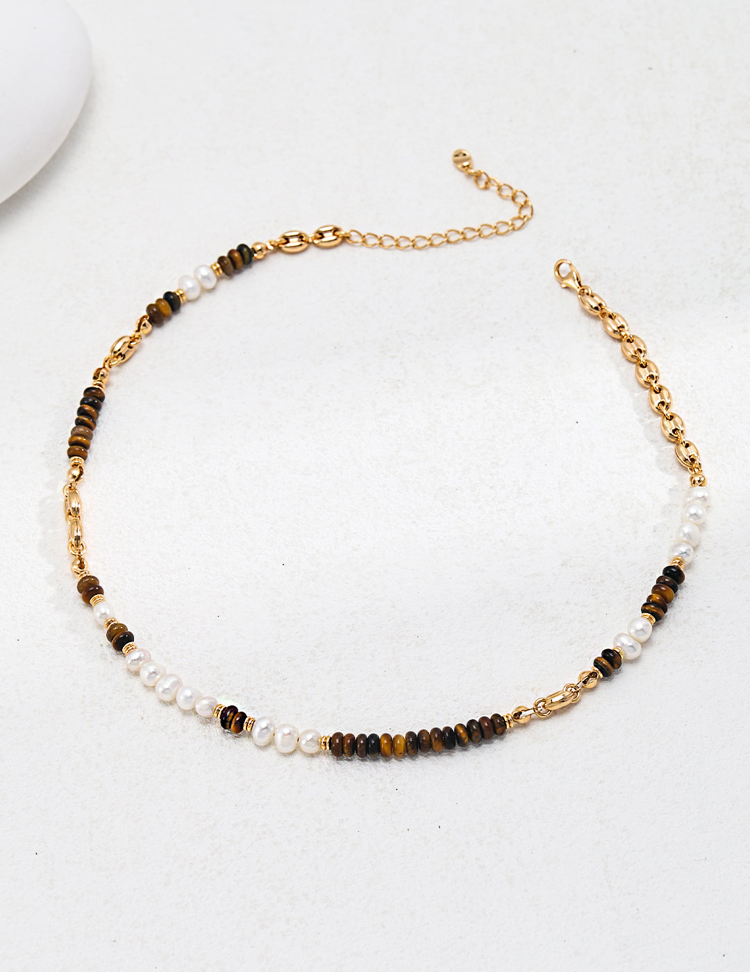 Tiger's eye with Natural Pearl Sterling Silver Necklace