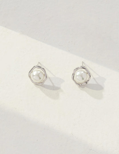 Sterling Silver and Pearl Stud Earrings