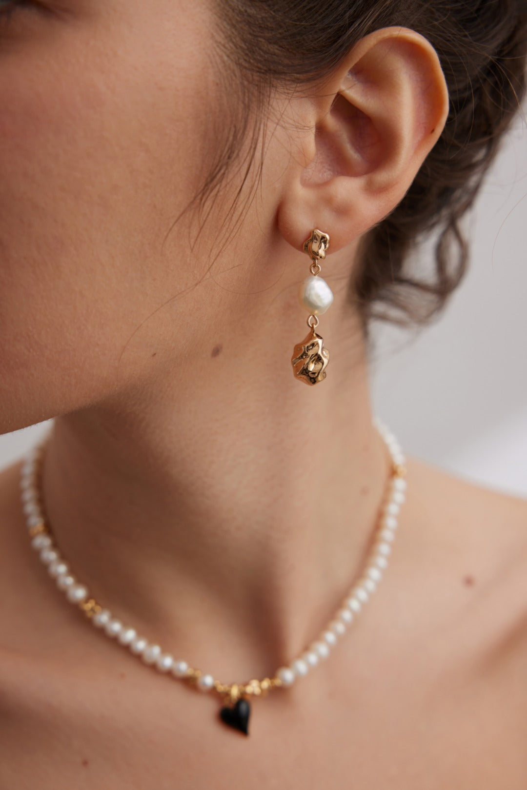 Sterling Silver Drop Earrings with Baroque Pearl