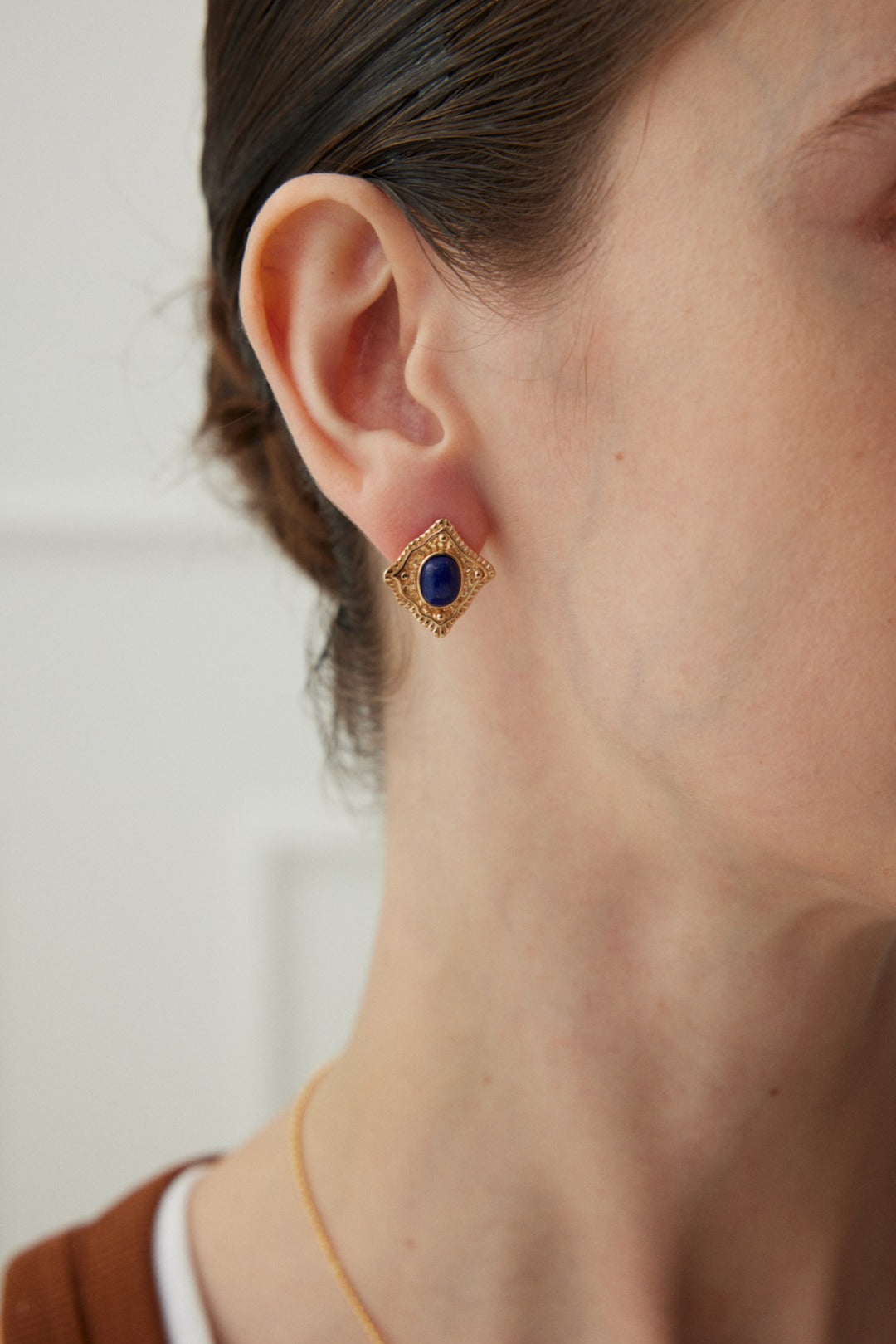 Lapis Lazuli Earrings in Vintage Courtly Design