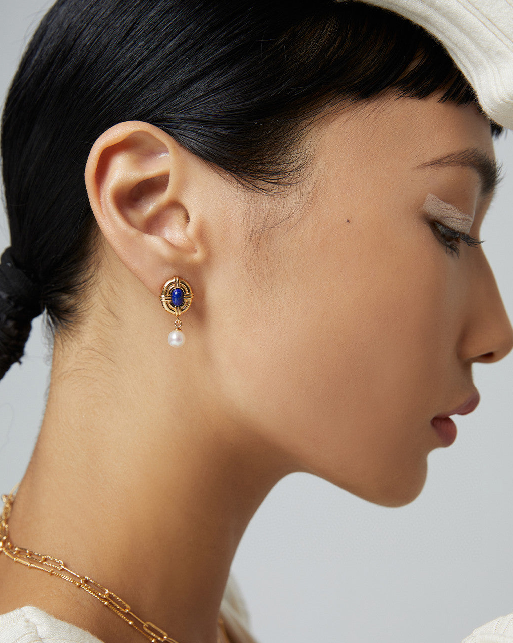 Lapis Lazuli and Pearl Drop Earrings