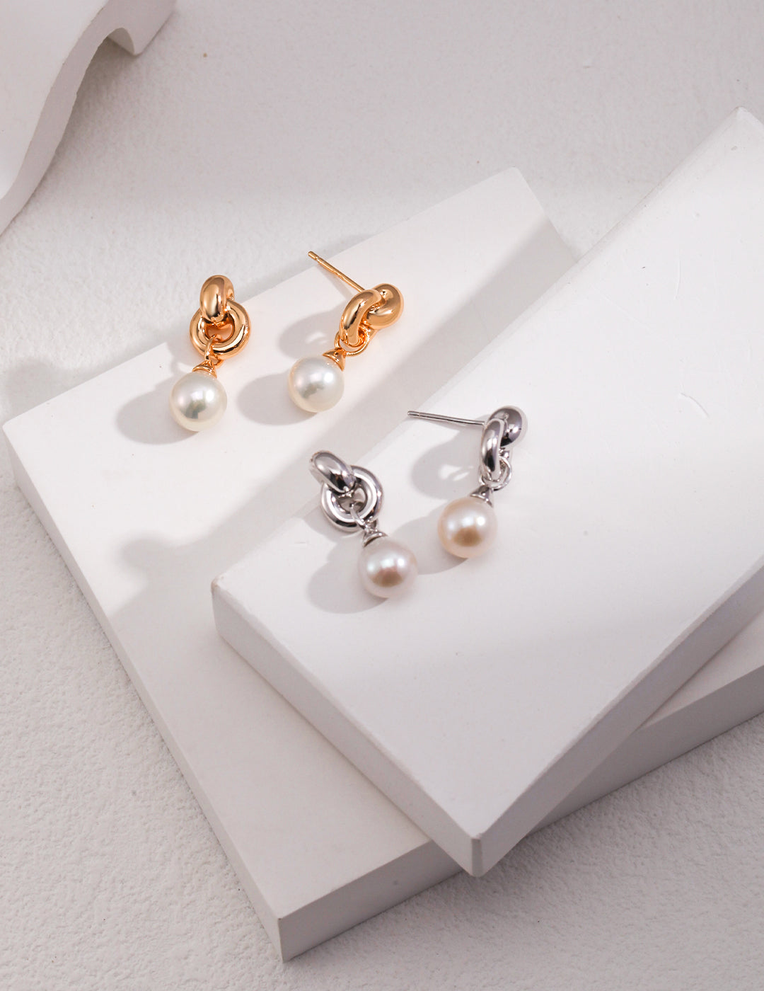 Pearl Drop Interlocked Earrings