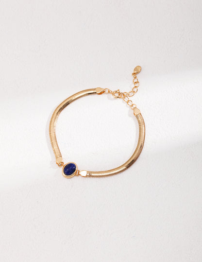 Gold-Plated Sterling Silver Bracelet with Tiger's Eye/Lapis Lazuli