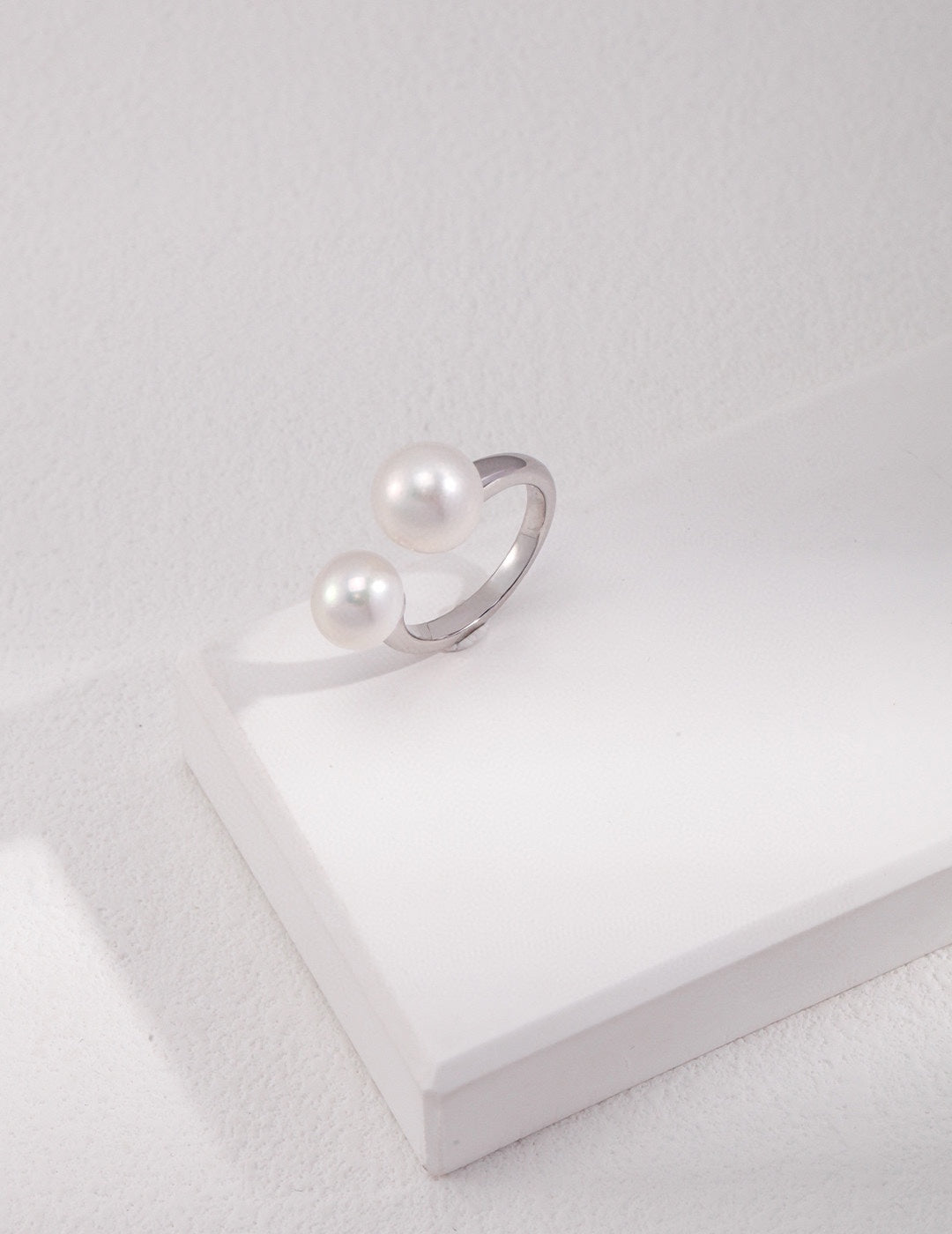 Double Pearls Open Ring