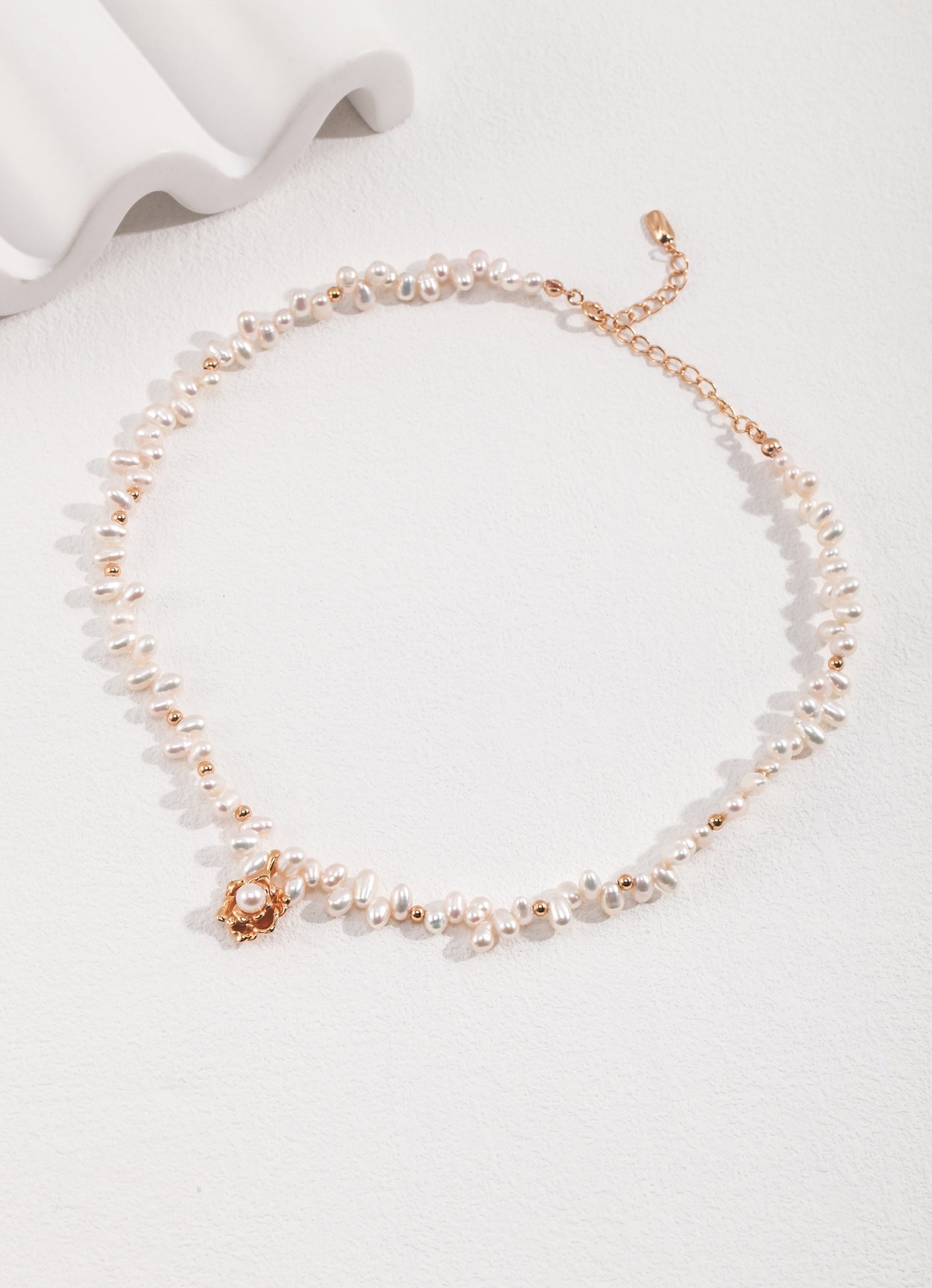 Camellia Gold-Plated Sterling Silver Pearl Necklace