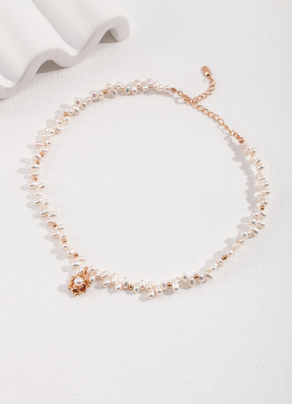 Camellia Gold-Plated Sterling Silver Pearl Necklace