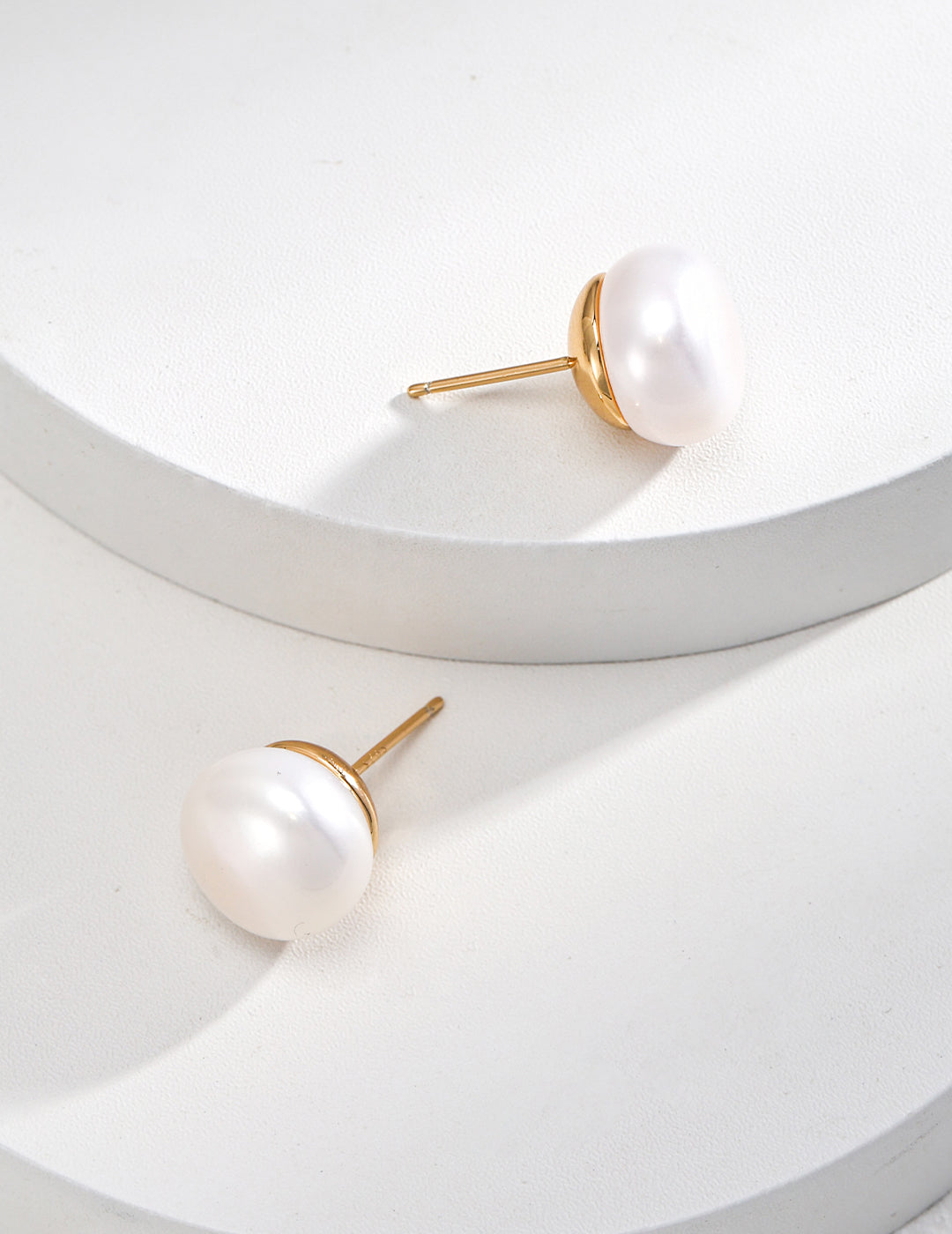 Button Pearl Stud Earrings