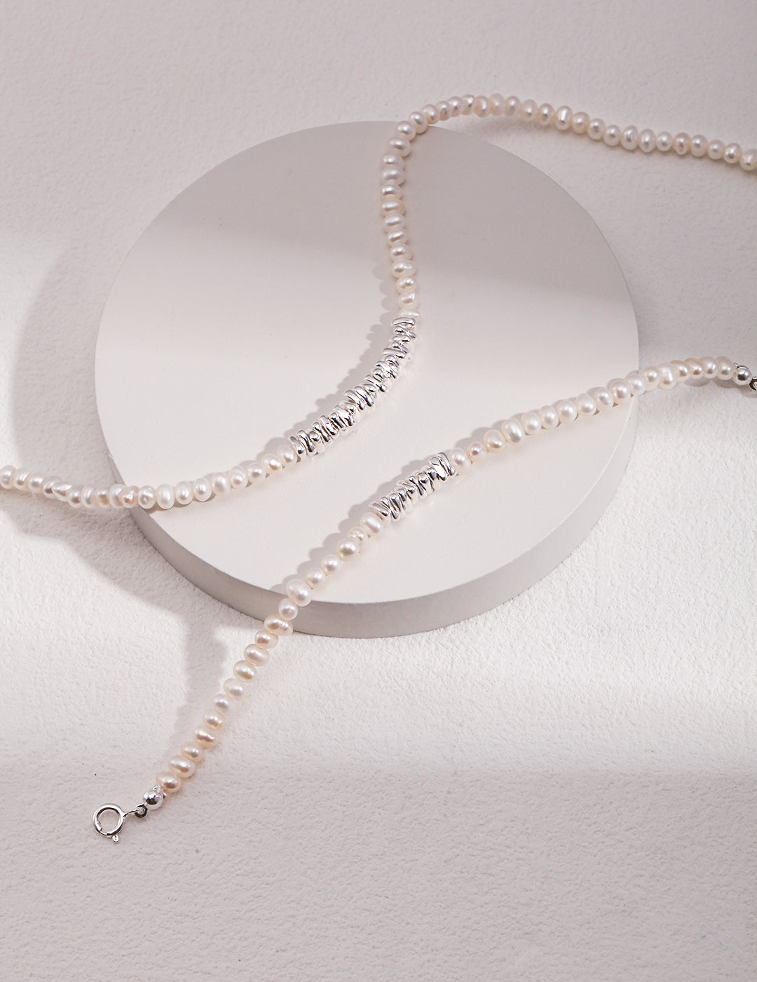 Natural Pearl with Irregular Shape Sterling Silver Necklace And Bracelet Set