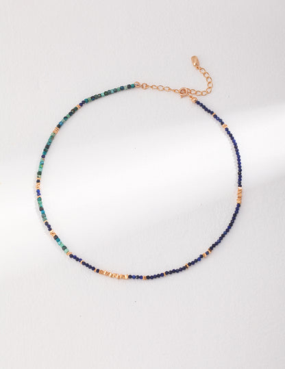 Lapis Lazuli and Chrysocolla Necklace with Gold-Plated Sterling Silver