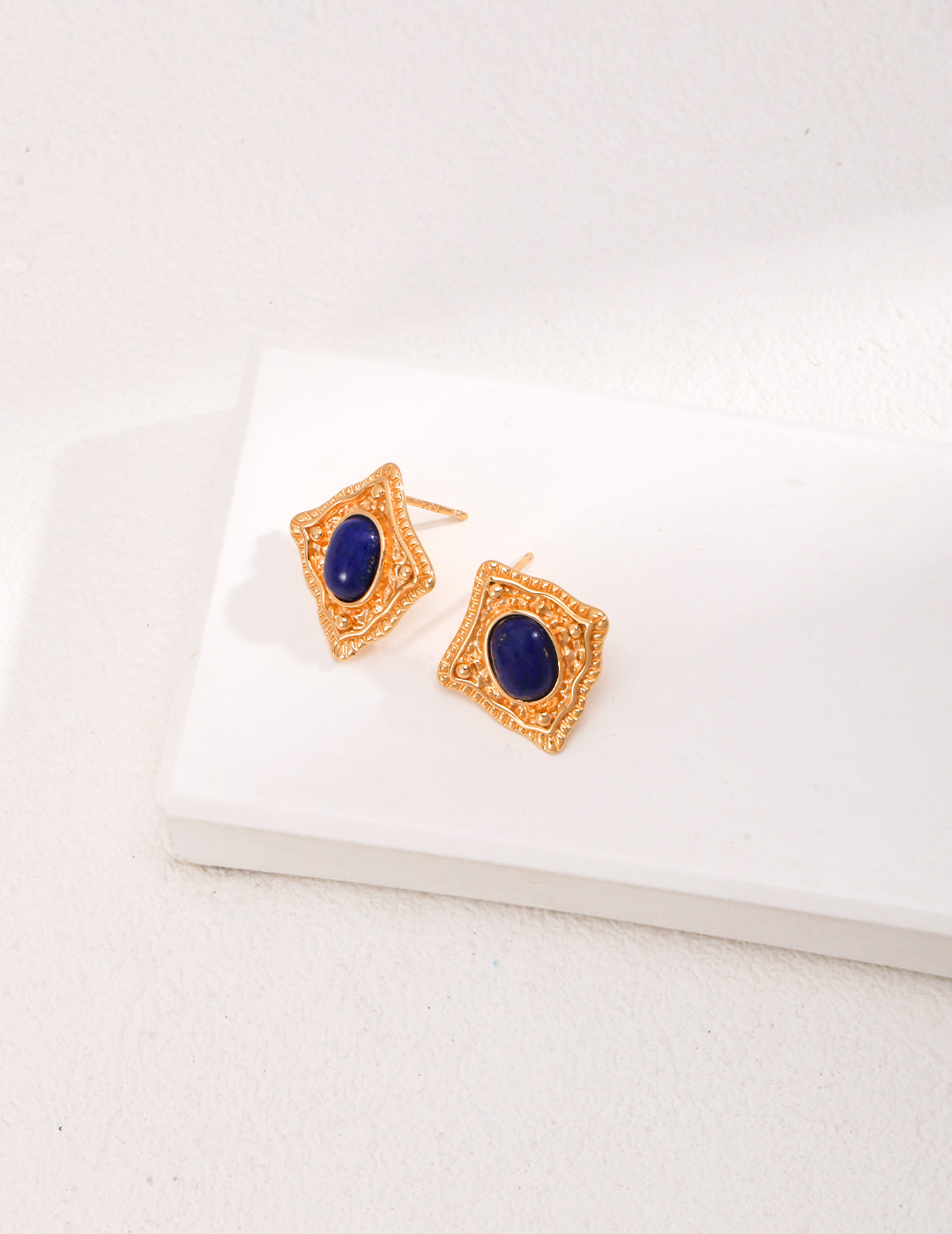 Lapis Lazuli Earrings in Vintage Courtly Design