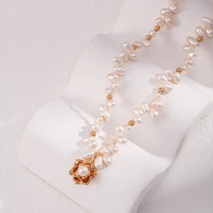 Camellia Gold-Plated Sterling Silver Pearl Necklace