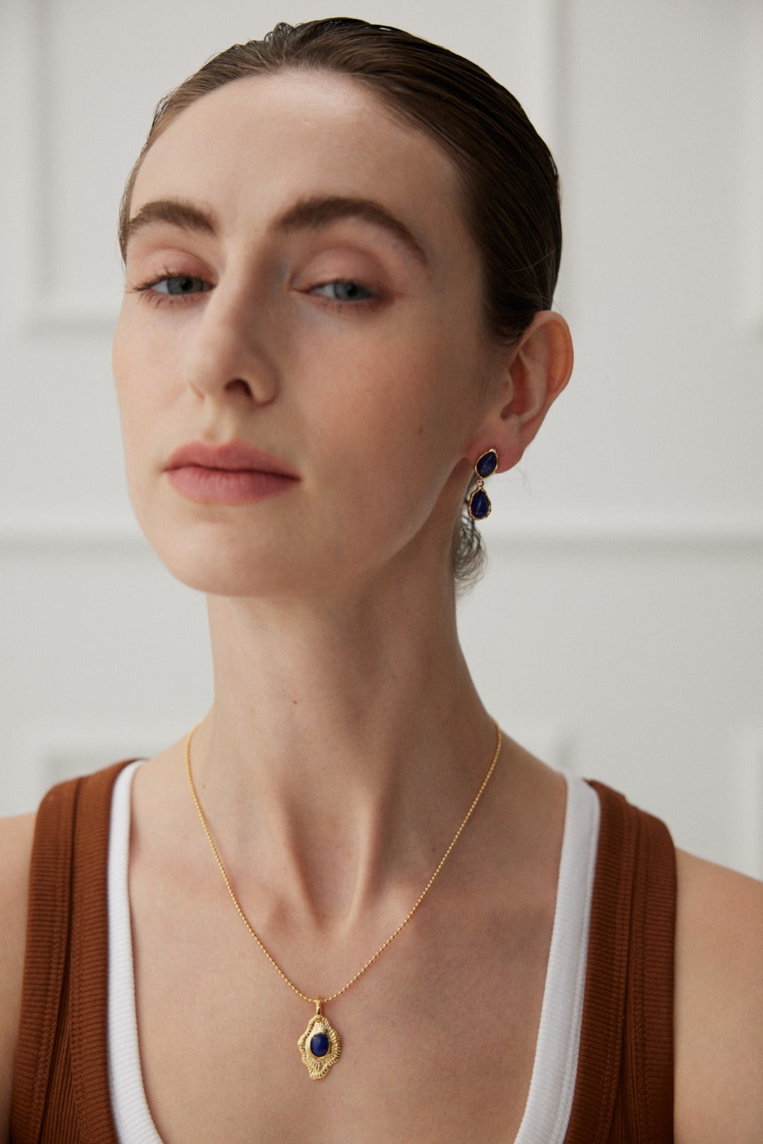 Teardrop Lapis Lazuli Earrings with Gold-Plated Sterling Silver Accents