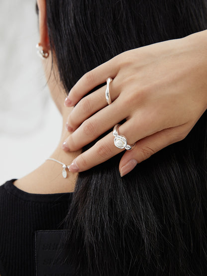 Natural Pearl in Sterling Silver Ring