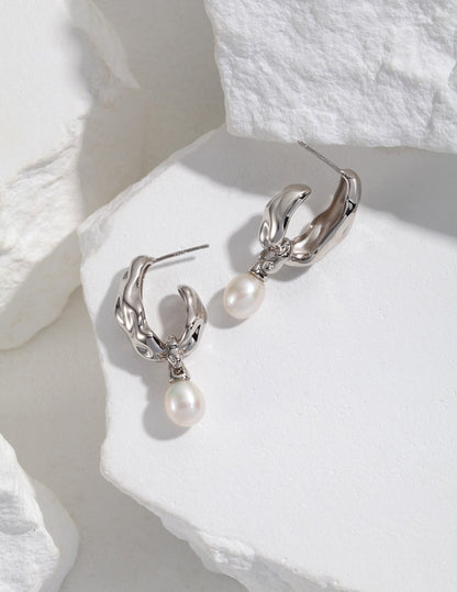 Sterling Silver and Pearl Drop Earrings