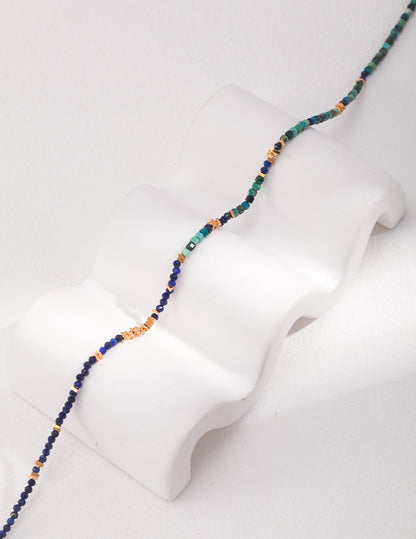 Lapis Lazuli and Chrysocolla Necklace with Gold-Plated Sterling Silver