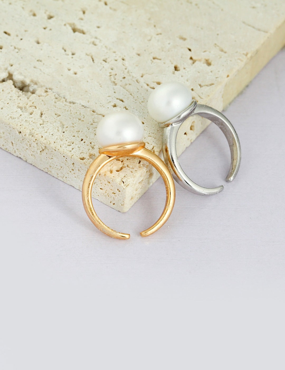 Minimalist Sterling Silver Ring with Natural Pearl