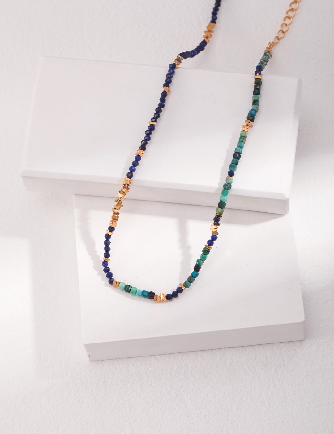 Lapis Lazuli and Chrysocolla Necklace with Gold-Plated Sterling Silver