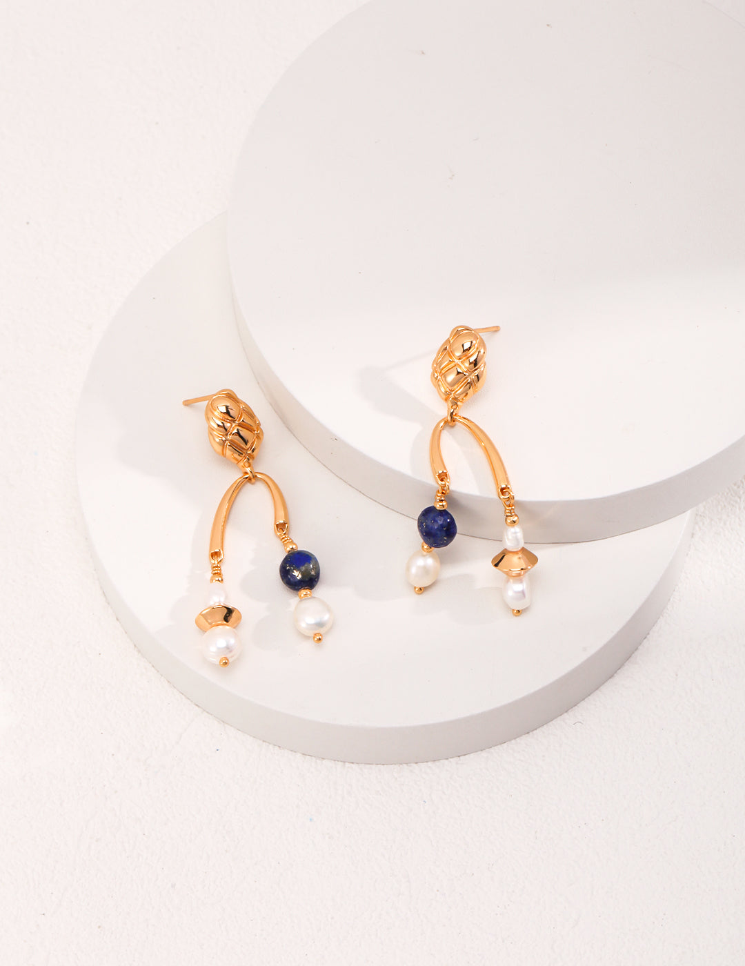 Lapis Lazuli and Natural Pearl Drop Earrings