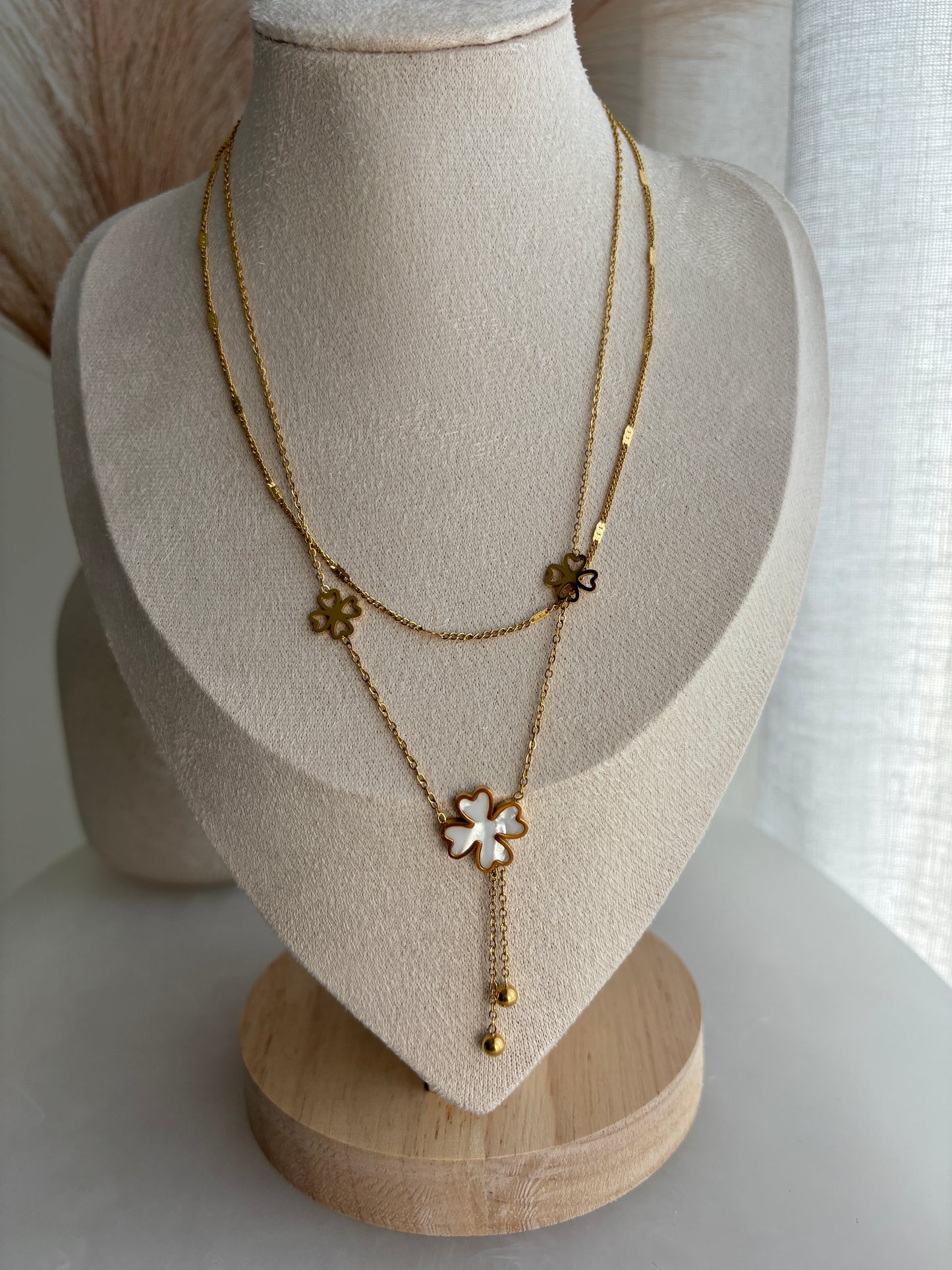 Freya Double Layer Clover Necklace