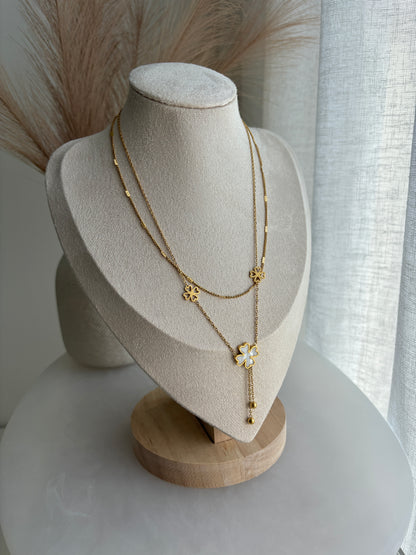 Freya Double Layer Clover Necklace