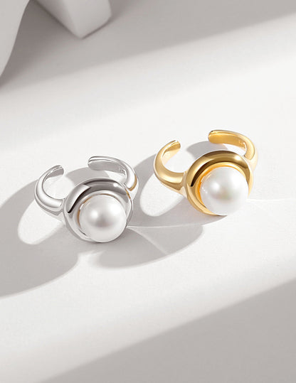 Natural Pearl & Sterling Silver Statement Ring