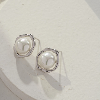 Sterling Silver and Pearl Stud Earrings