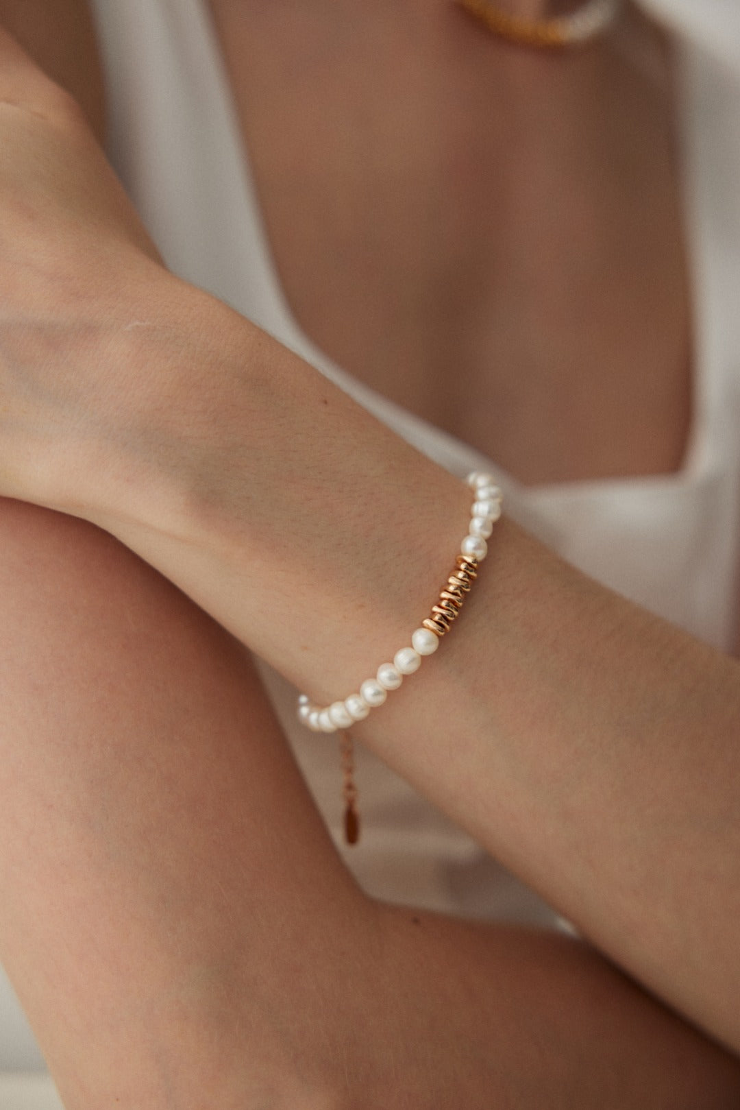 Natural Pearl and Irregular Shape Sterling Silver Bracelet