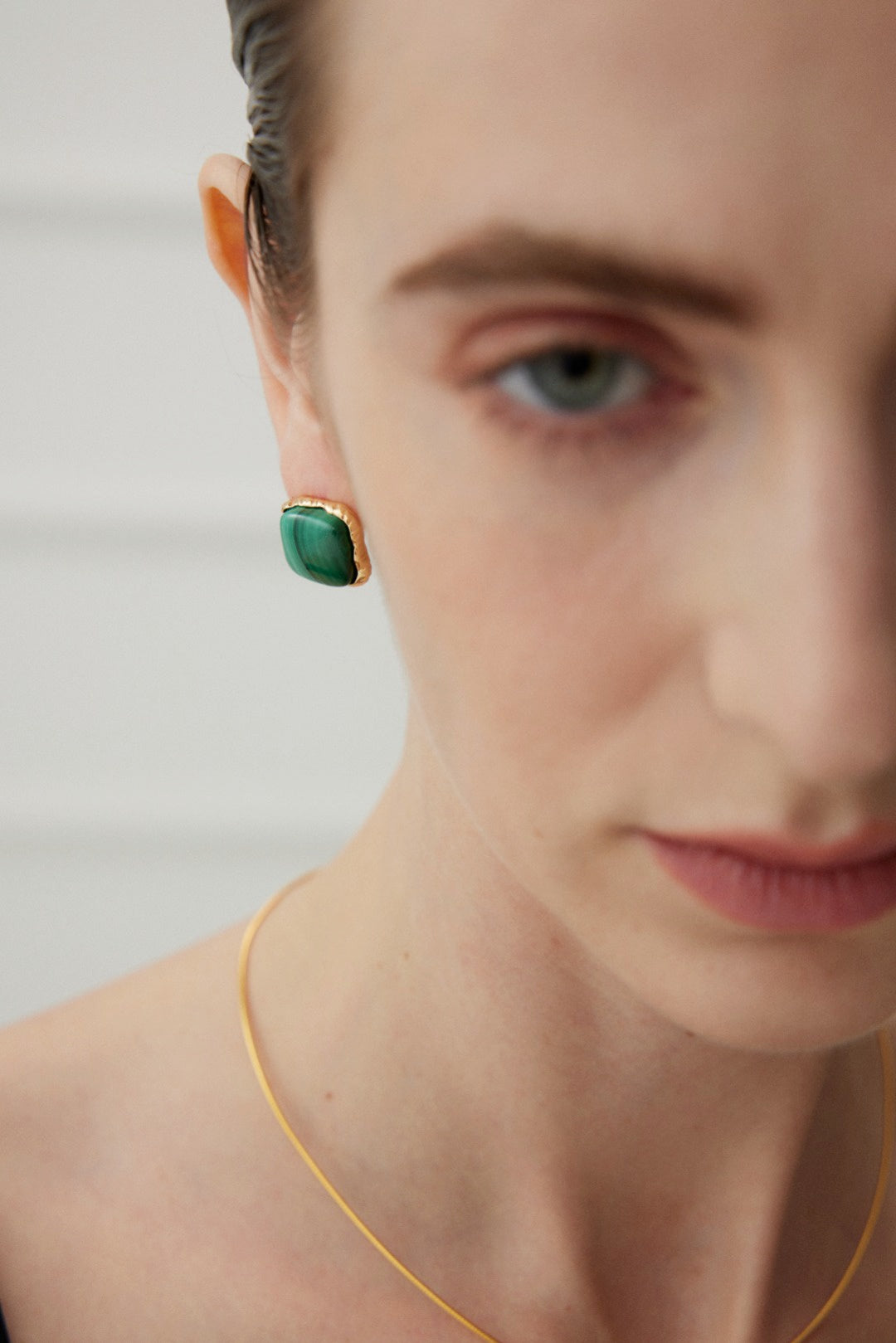 Malachite and Gold-Plated Sterling Silver Stud Earrings