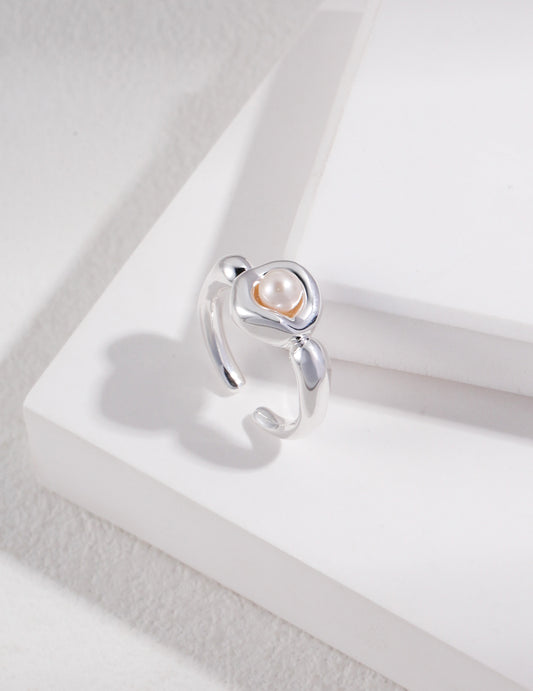 Natural Pearl in Sterling Silver Ring