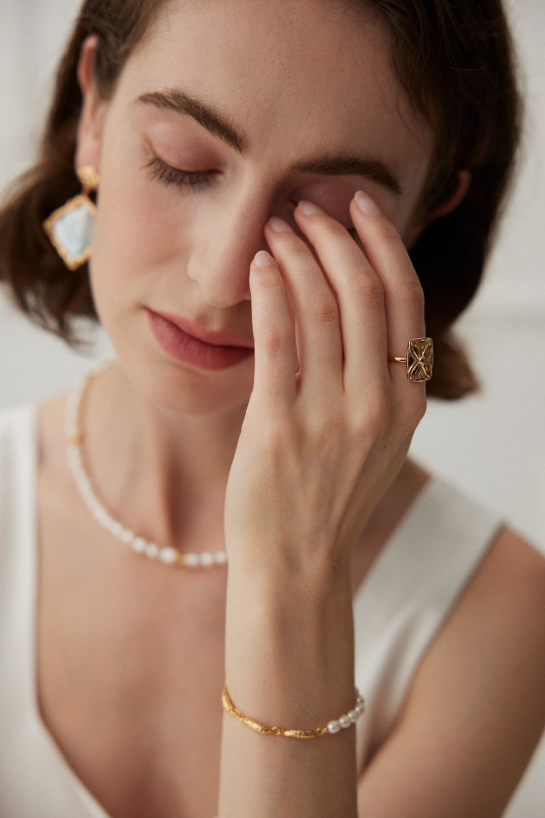 Natural Pearls and Textured Sterling Silver Bracelet