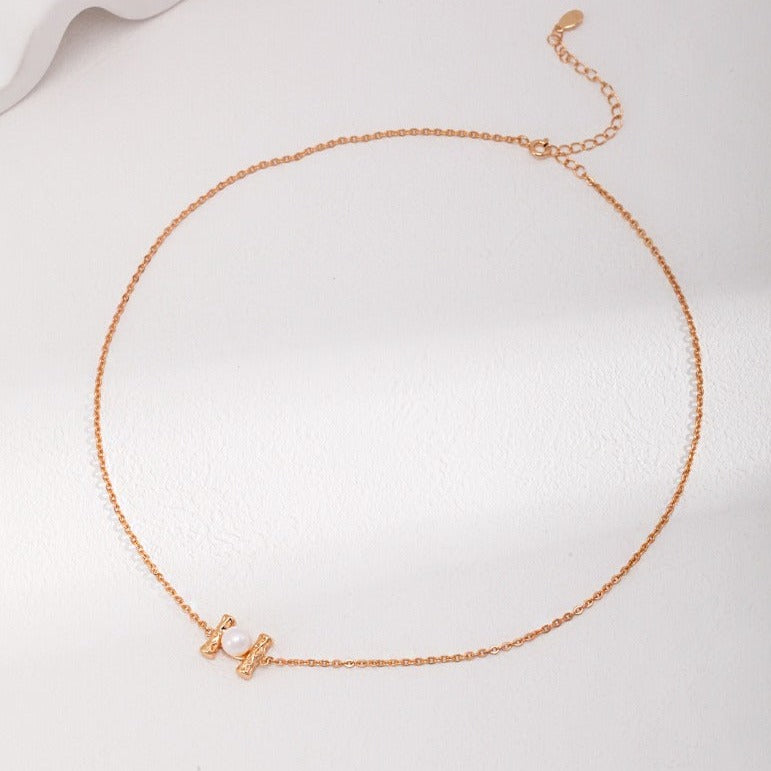 Gold-Plated Sterling Silver Necklace with Natural Pearl