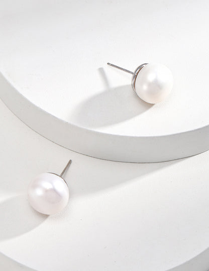 Button Pearl Stud Earrings