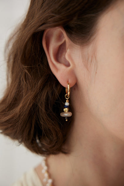 Baroque Pearl Asymmetric Drop With Gold-Plated Sterling Silver Huggie Earrings