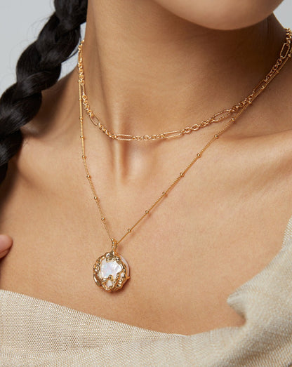 Reversible Natural Baroque Pearl Necklace with Gold-Plated Sterling Silver