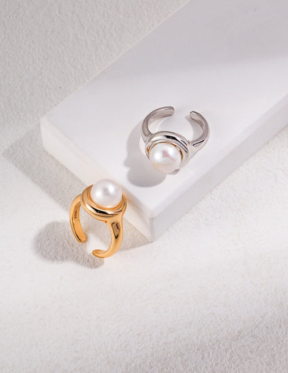 Natural Pearl & Sterling Silver Statement Ring