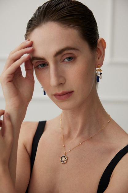 Lapis Lazuli and Natural Pearl Earrings with Gold-Plated Sterling Silver