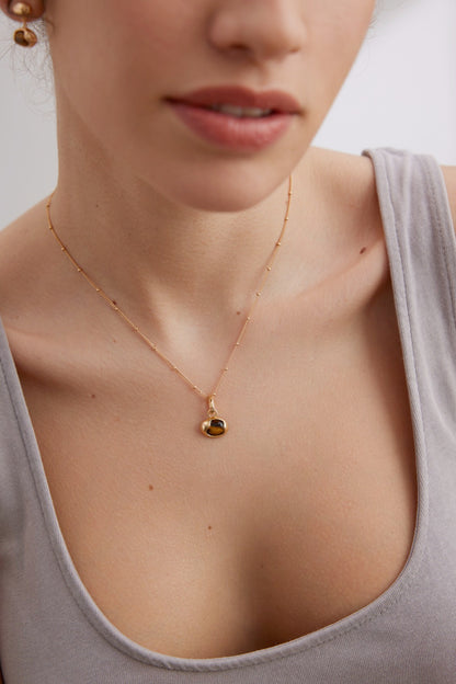 Gold-Plated Sterling Silver Necklace with Tiger's Eye Pendant